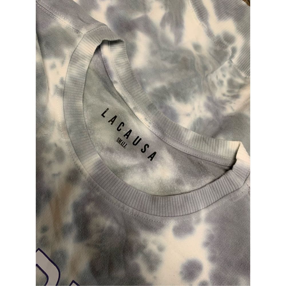 LACAUSA Anthropology, Women’s Blue Gray Tie Dye Oversized Sweater, Small, NWT - Picture 5 of 7
